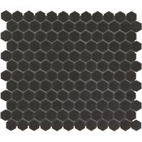 The Mosaic Factory London Mozaiek Tegel Hexagon - Zwart Porselein Ongeglazuurd, R11 260x300 mm