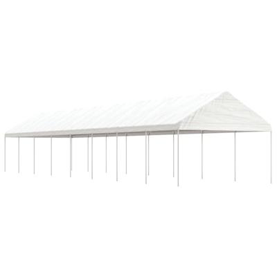 Prieel met dak 17,84x4,08x3,22 m polyetheen wit