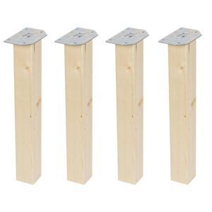 Meubelpoot vierkant 5,5 bij 5,5 cm en hoogte 42 cm van massief hout - 4 stuks