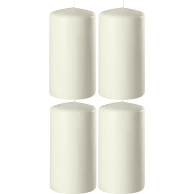 Enlightening Candles Cilinder/stompkaars - 4x - ivoor wit - D6 x H8 cm - 27 branduur