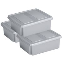 Sunware set van 3x opslagboxen kunststof 17 liter lichtgrijs 45 x 36 x 14 cm met deksel - Opbergbox - thumbnail