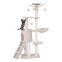 Krabpaal 140 cm Krabpaal met Plateaus Krabpaal Kattenmeubels Klimboom Activiteitenboom Beige
