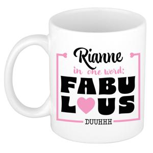 Naam mok Rianne - wit - Fabulous - keramiek - 300 ml - cadeau collega beker