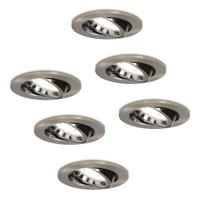 Set van 6 Lublin LED inbouwspots - 4 Watt 345 Lumen - 6500K Daglicht wit - GU10 - Dimbaar - Rond - Kantelbaar - IP20 Stofdicht - RVS