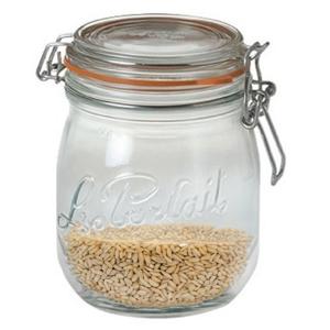 Voorraad/weckpot - transparant - glas - 17,5 x 10 cm - 1 L - Le Parfait