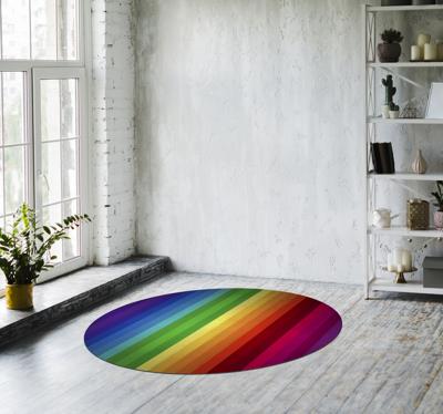 Vinyl regenboog tapijt ronde strepen
