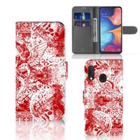 Telefoonhoesje met Naam Samsung Galaxy A20e Angel Skull Rood