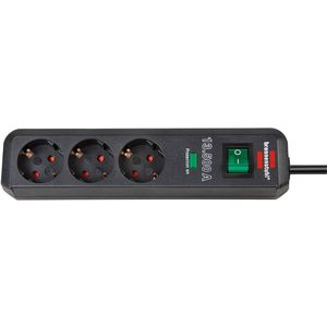 Brennenstuhl 1158810315 Eco-Line PDU Stekkerdoos 3 Sockets met Schakelaar en Overspanningsbeveiliging Zwart -1,5 meter