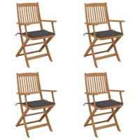 Tuinstoelen 4 st inklapbaar met kussens massief acaciahout