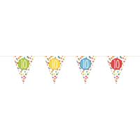 Verjaardag feestvlaggenlijn - 10 jaar - 6 meter - multi kleuren - leeftijd versiering