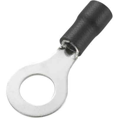 TRU COMPONENTS 738350 Ringkabelschoen Dwarsdoorsnede (max.): 4 mm² Schachtdiameter: 8.4 mm Deels geïsoleerd Zwart 50 stuk(s)