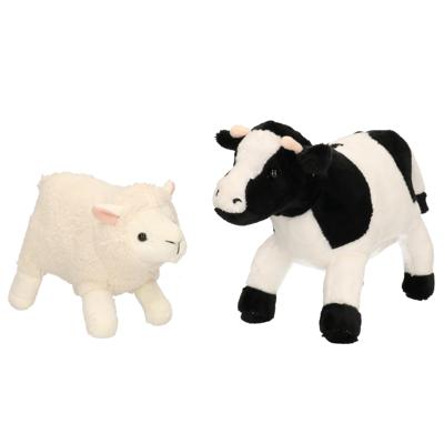 Pluche knuffel boerderijdieren set - Koe en Schaap/lammetje - van 22 cm - Zachte kinder knuffels Pluche knuffel boerderijdieren set - Koe en Schaap/lammetje - van 22 cm - Zachte kinder knuffels