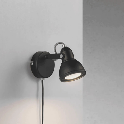 Wandlamp zwart Nordlux &apos;Aslak&apos; GU10 verstelbaar modern leeslamp 185mm