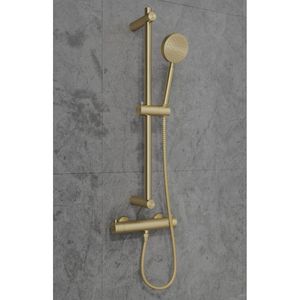 Douchekraan SaniClear Brass | Opbouw | Thermostaatkraan | 1-weg | hoh 15 cm | 2-knops | Rond | Goud