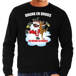 Foute Kersttrui / outfit Drank en drugs zwart voor heren