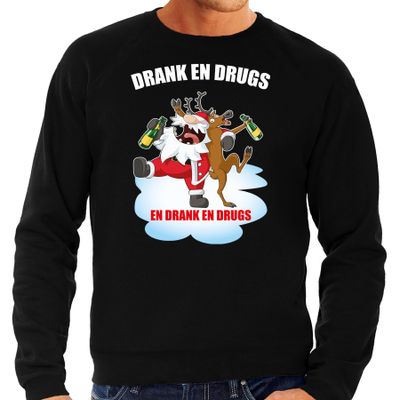 Foute Kersttrui / outfit Drank en drugs zwart voor heren Foute Kersttrui / outfit Drank en drugs zwart voor heren