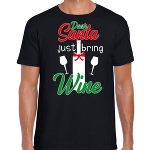 Zwart  Kerst shirt/ Kerstkleding Dear Santa just bring wine voor heren 2XL  -