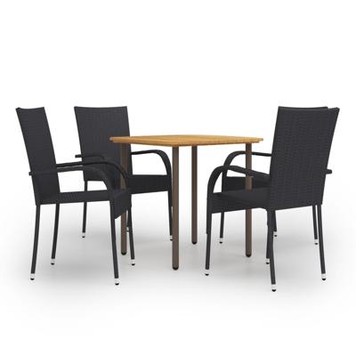 5-delige Tuinset poly rattan zwart
