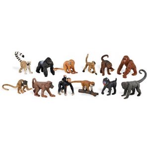 Plastic apen speelfiguren setje 12 stuks