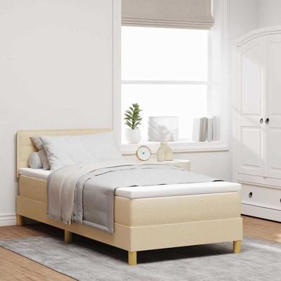 Boxspringbed met matras en LED stof crèmekleurig 90x200 cm