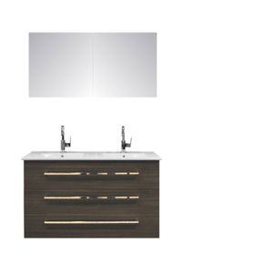 Badkamermeubelset Sanicare Q1 3 Soft Close Lades Met Spiegel Schots Eiken 121x46 cm
