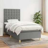 Boxspring met matras stof donkergrijs 100x200 cm