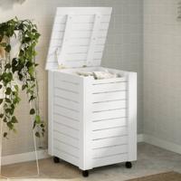 VidaXL Wasmand met wielen rana 45x45x64 cm massief grenenhout wit