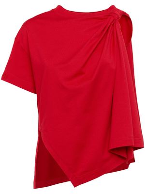 Alexander McQueen t-shirt asymétrique à détail de nœud - Rouge