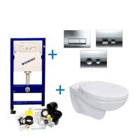 Geberit UP100 Toiletset Compleet | Inbouwreservoir | BWS Basic Pro Randloos | Set01 met drukplaat