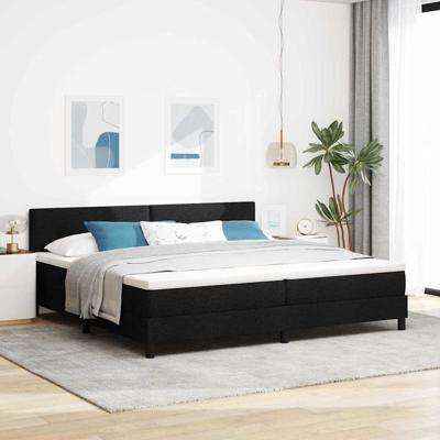 Boxspringbed met Matras Zwart 200x200 cm Stof