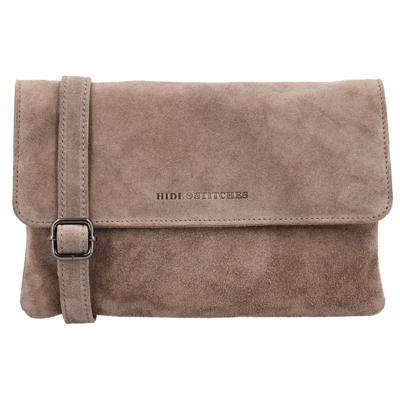 Hide & Stitches Suède Clutch/Schoudertas Brazos Taupe