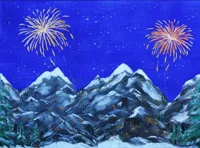 My Village achtergrond canvas led vuurwerk