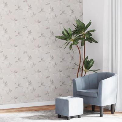 VidaXL Vliesbehang 3d bloemenpatroon 10x0,53 m grijs