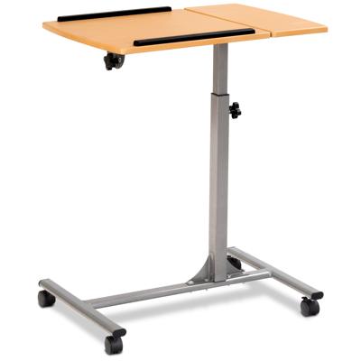 Laptopbord In Hoogte Verstelbaar Notebookbord Bedbord met Wielen en Remmen Naturel 64 x 44 x 64-95 cm