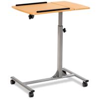Laptopbord In Hoogte Verstelbaar Notebookbord Bedbord met Wielen en Remmen Naturel 64 x 44 x 64-95 cm