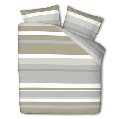 Dekbedovertrek Sandy - Tweepersoons (200x220 cm) - Beige Polyester-katoen - Dessin: Strepen - Luna Bedding - Dekbed-Discounter.nl