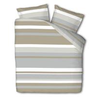 Dekbedovertrek Sandy - Lits-Jumeaux (240x220 cm) - Beige Polyester-katoen - Dessin: Strepen - Luna Bedding - Dekbed-Discounter.nl