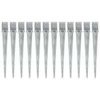 VidaXL Grondpinnen 12 st 10x10x91 cm gegalvaniseerd staal zilverkleurig