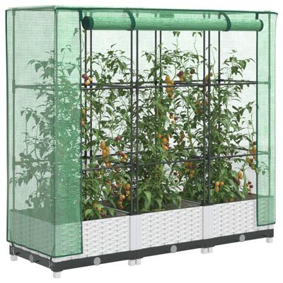 Plantenbak verhoogd met kashoes 120x40x123 cm rattanlook
