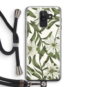 Wit bloemenpatroon: Samsung Galaxy J8 (2018) Transparant Hoesje met koord