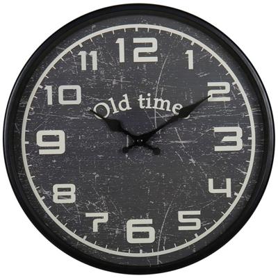 Ostaria Wandklok/muur klok - Old Times - Dia 30 cm - metaal - zwart - keuken/kamer