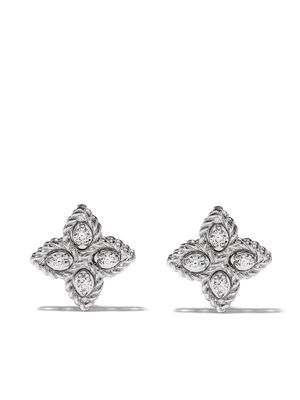 Roberto Coin boucles d'oreilles Princess Flower en or blanc 18ct et diamant - Argent