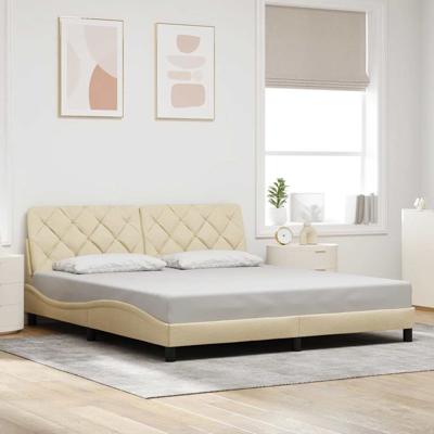 Bedframe zonder matras stof crèmekleurig 180x200 cm