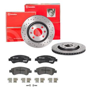 Remmenset, remschijf BREMBO, Remschijftype: Geperforeerd / Geventileerd, Inbouwplaats: Vooras, u.a. für Citroën, Peugeot, DS, Opel