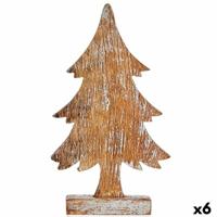 Decoratieve figuren Kerstboom Zilverkleurig Hout 5 x 31 x 15 cm (6 Stuks)
