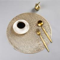 2 PC'S mode ronde holle placemats PVC tabel matten koffie kopje pad (goud)