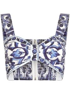 Dolce & Gabbana bralette à imprimé Majolica - Bleu