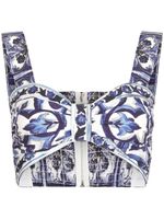 Dolce & Gabbana bralette à imprimé Majolica - Bleu - thumbnail