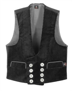 FHB 60616 FRITZ Zunft-gilet trenkercord driedraads met echt leer zwart