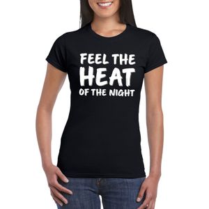 Feel the heat tekst t-shirt zwart dames